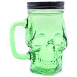 Funky Green Skull Mason Jar Retro Cold Drink Glass