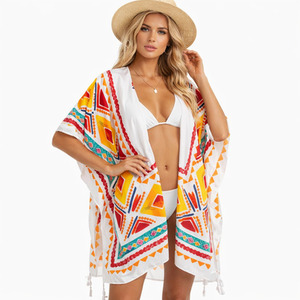 Women Printed Beach Cover Up Wrap Lightweight Tassel Shawl