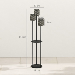 Outsunny Solar Rattan Floor Lamp with Shelf