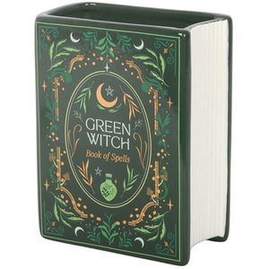Green Witch Book Shaped Ceramic Vase
