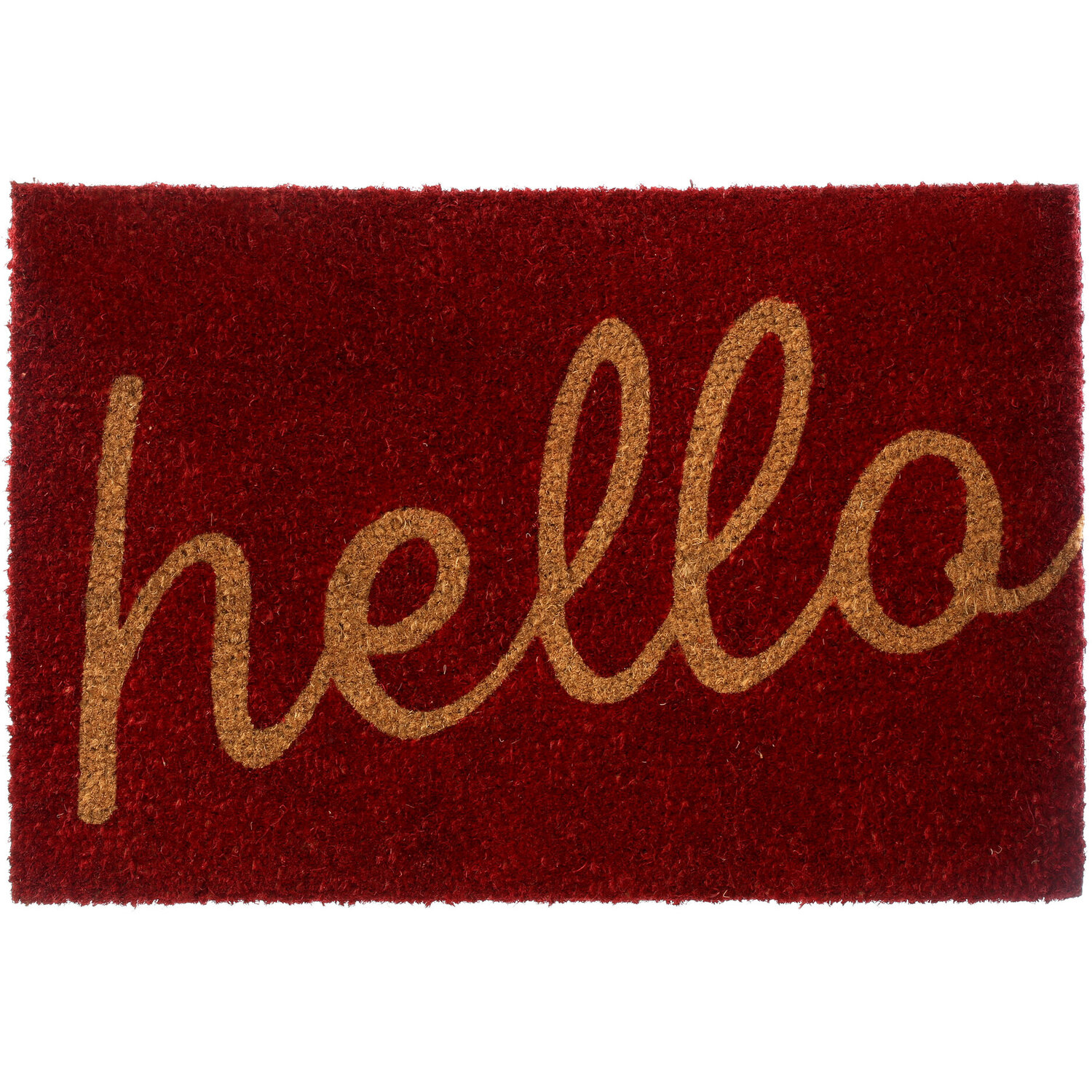 Red Hello Coir Doormat - Red