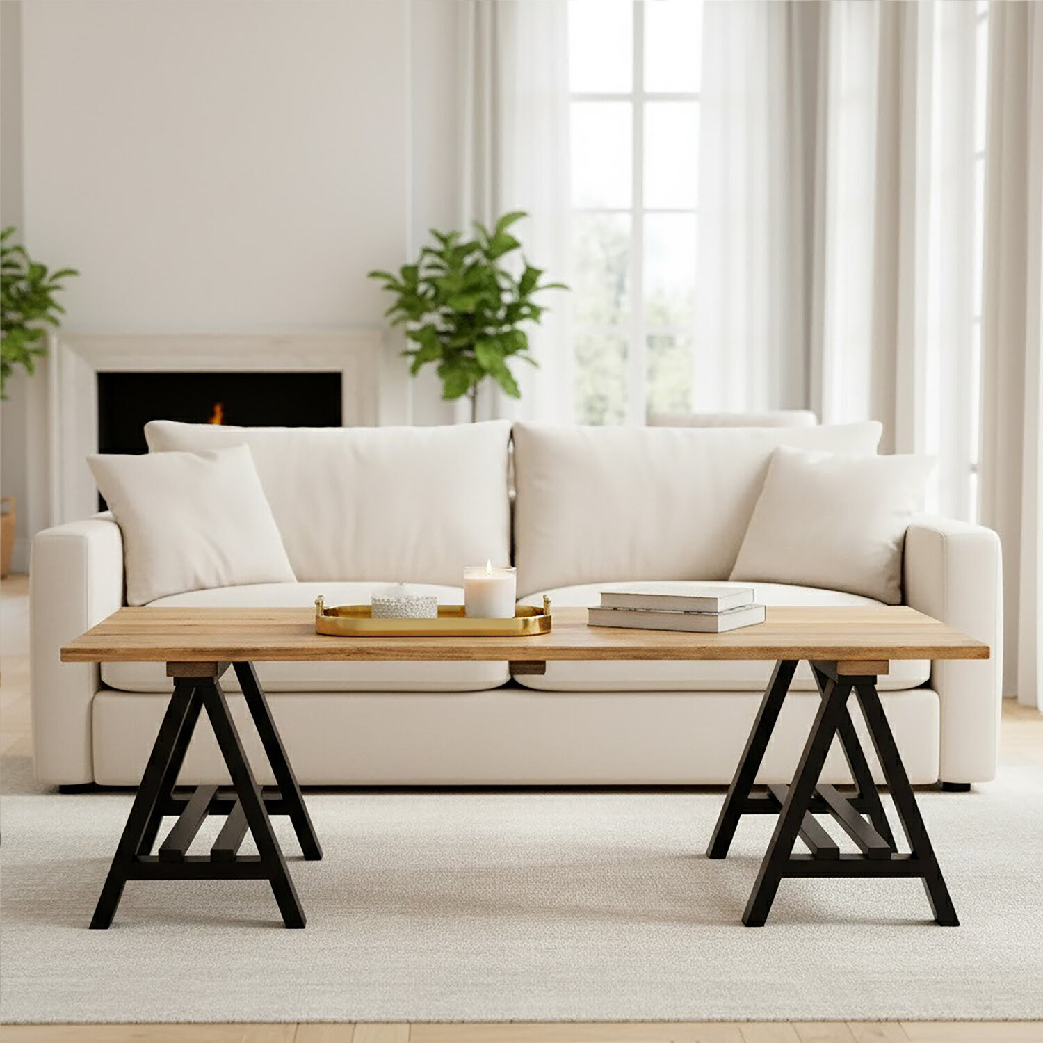 Hampstead Pine Wood And Iron Coffee Table - Black