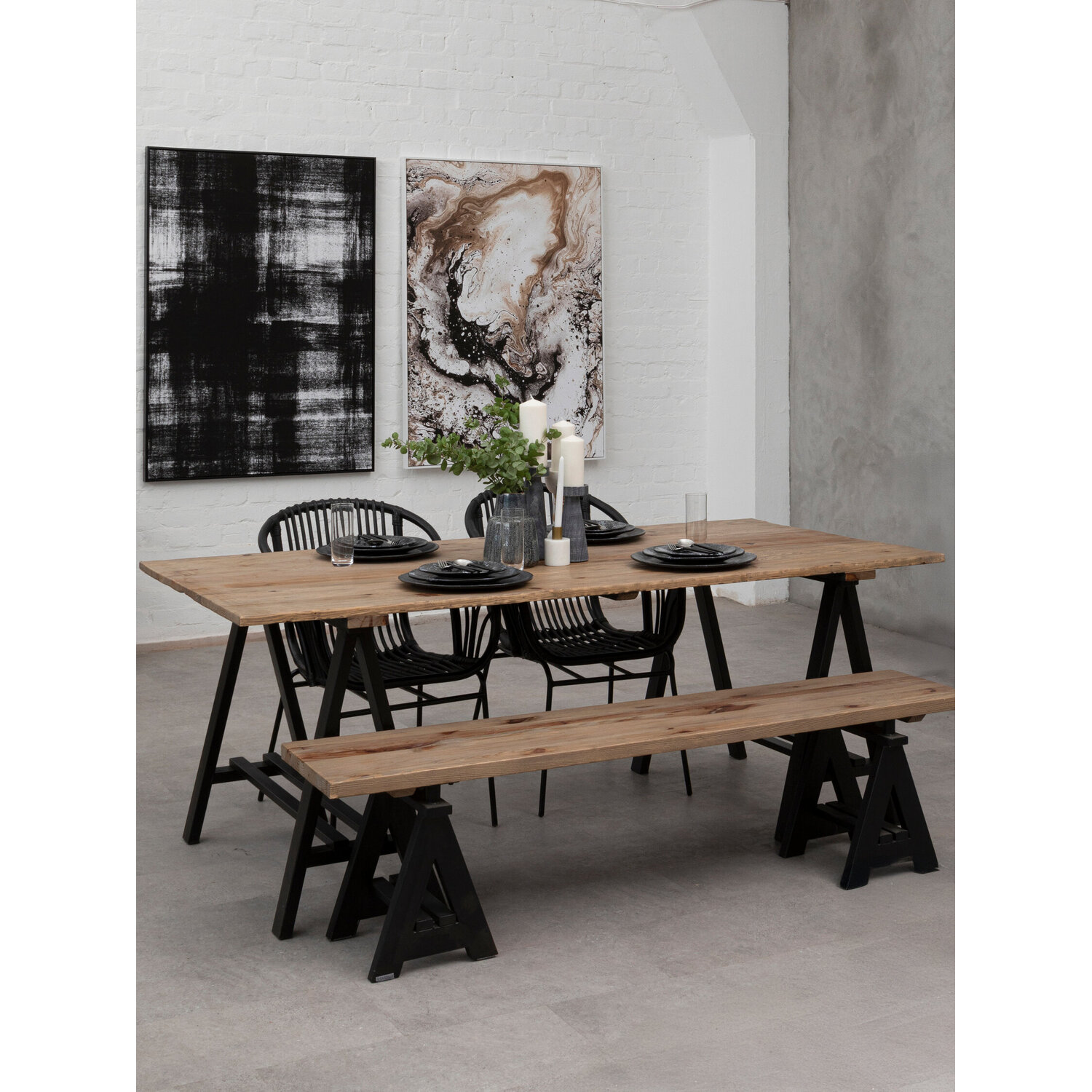 Hampstead Pine Wood And Iron Console Table - Black