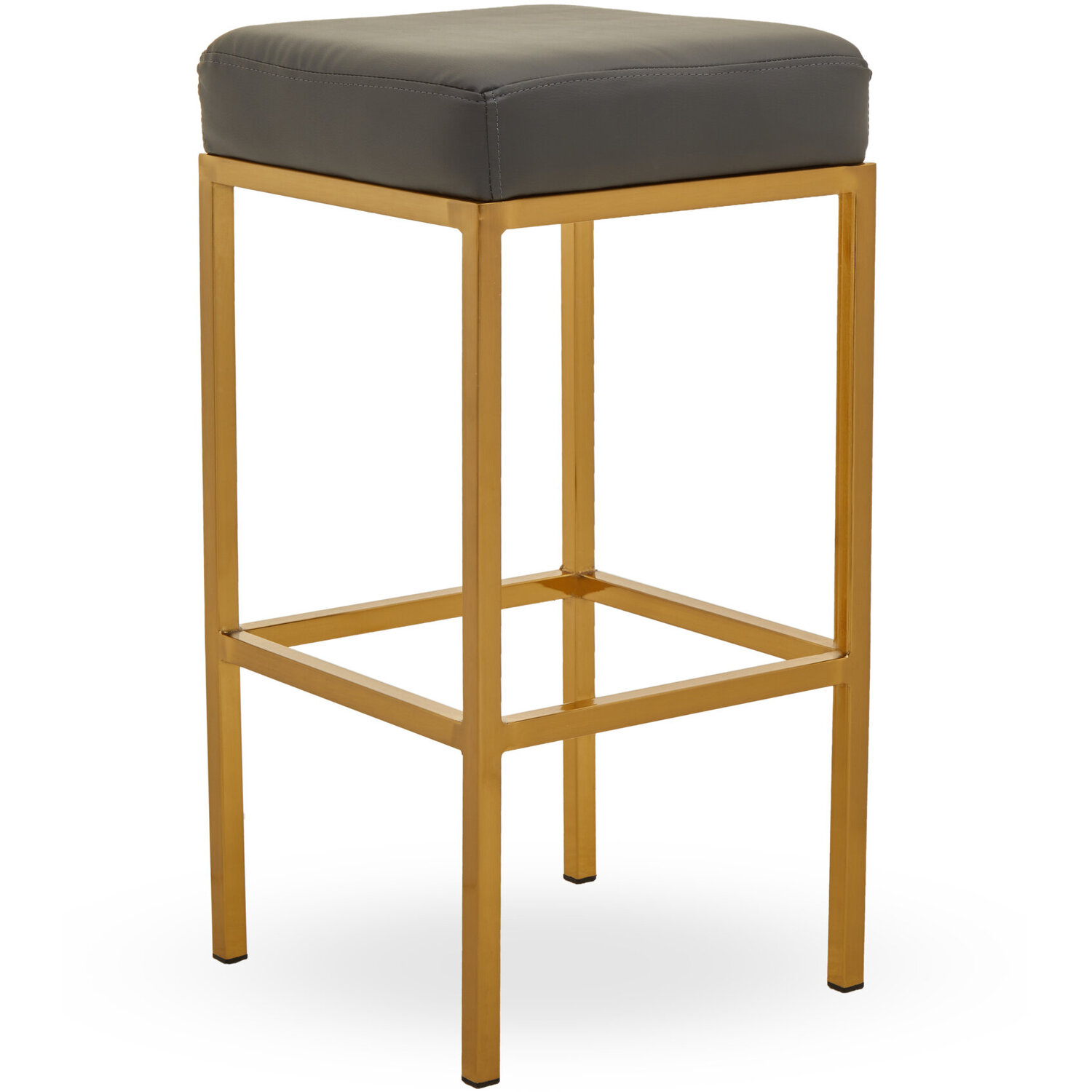 Baina Dark Grey And Gold Finish Bar Stool - Grey