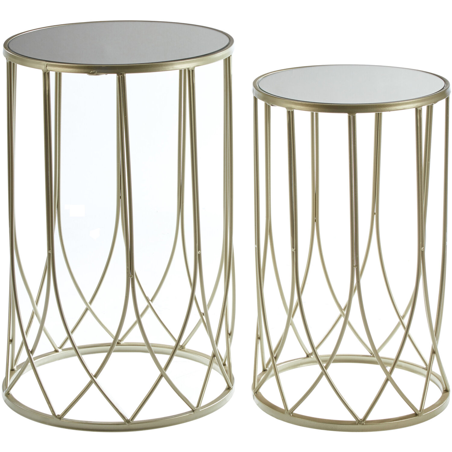 Avantis Set of 2 Mirror Top Champagne Side Tables - Champagne