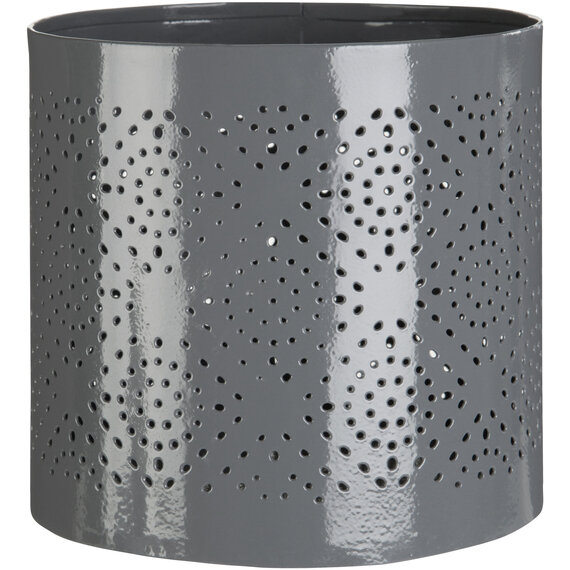 Punched Grey Finish Small Candle Holder