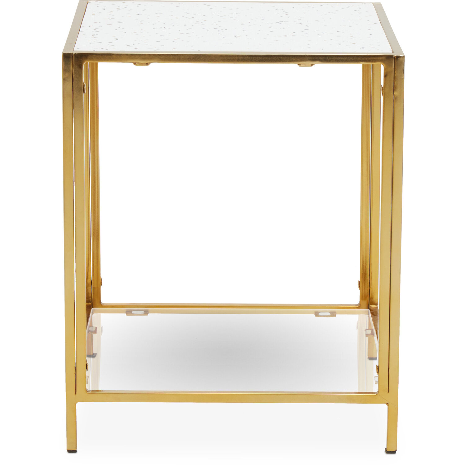 Novi Glass Top And Gold Frame Side Table - Gold