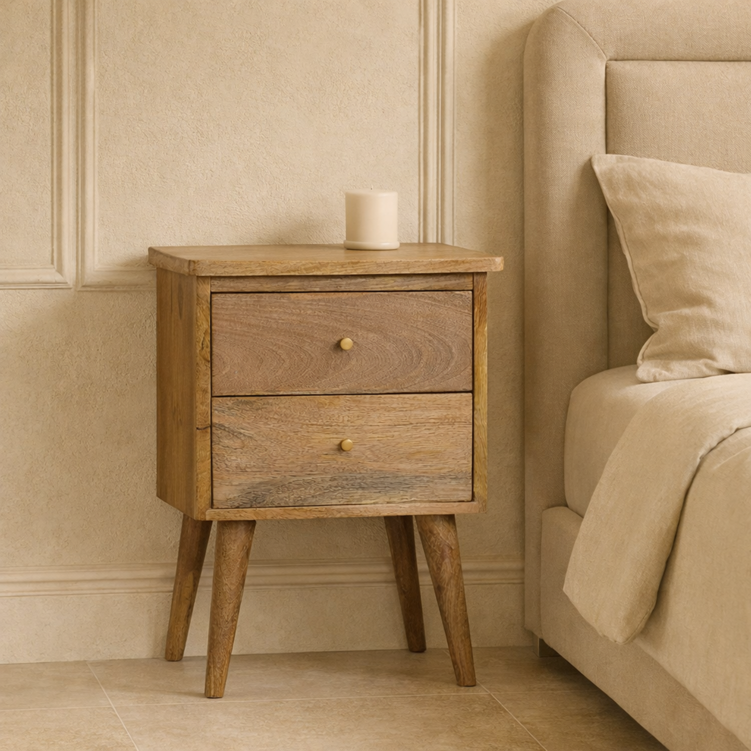 Solid Wood Bedside - Brown