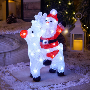 Acrylic Santa and Reindeer Decoration