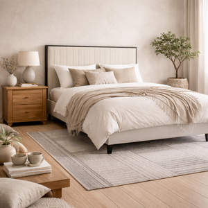 Killarney 4ft6 Velvet Double Bed with Tall Ribbed Headboard