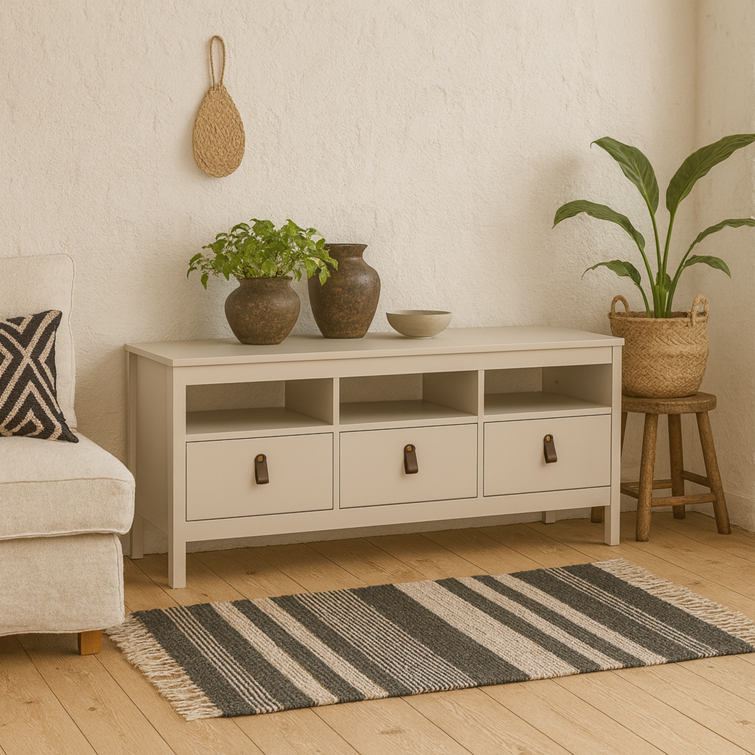 Wildberry 3 Drawer TV Unit Cashmere Matt - Cream