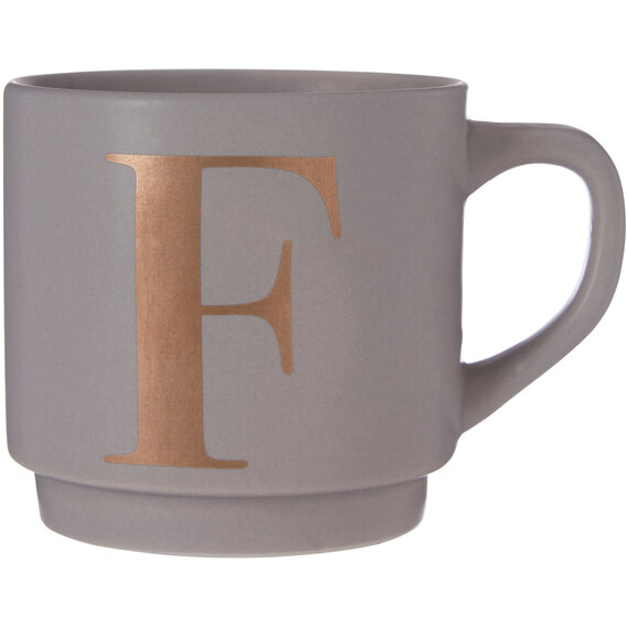 Signet Grey Monogram Mug, F