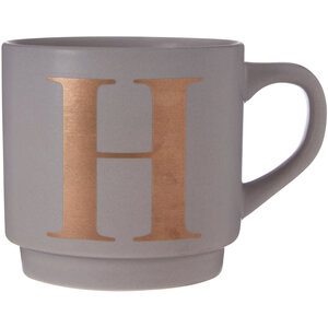 Signet Grey Monogram Mug, H