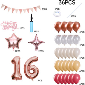 Lifeideas 36-Piece 16th Birthday Balloon Decorations Set
