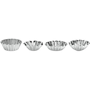 Diva Tinplate Set Of Eight Round Fluted Cake Moulds