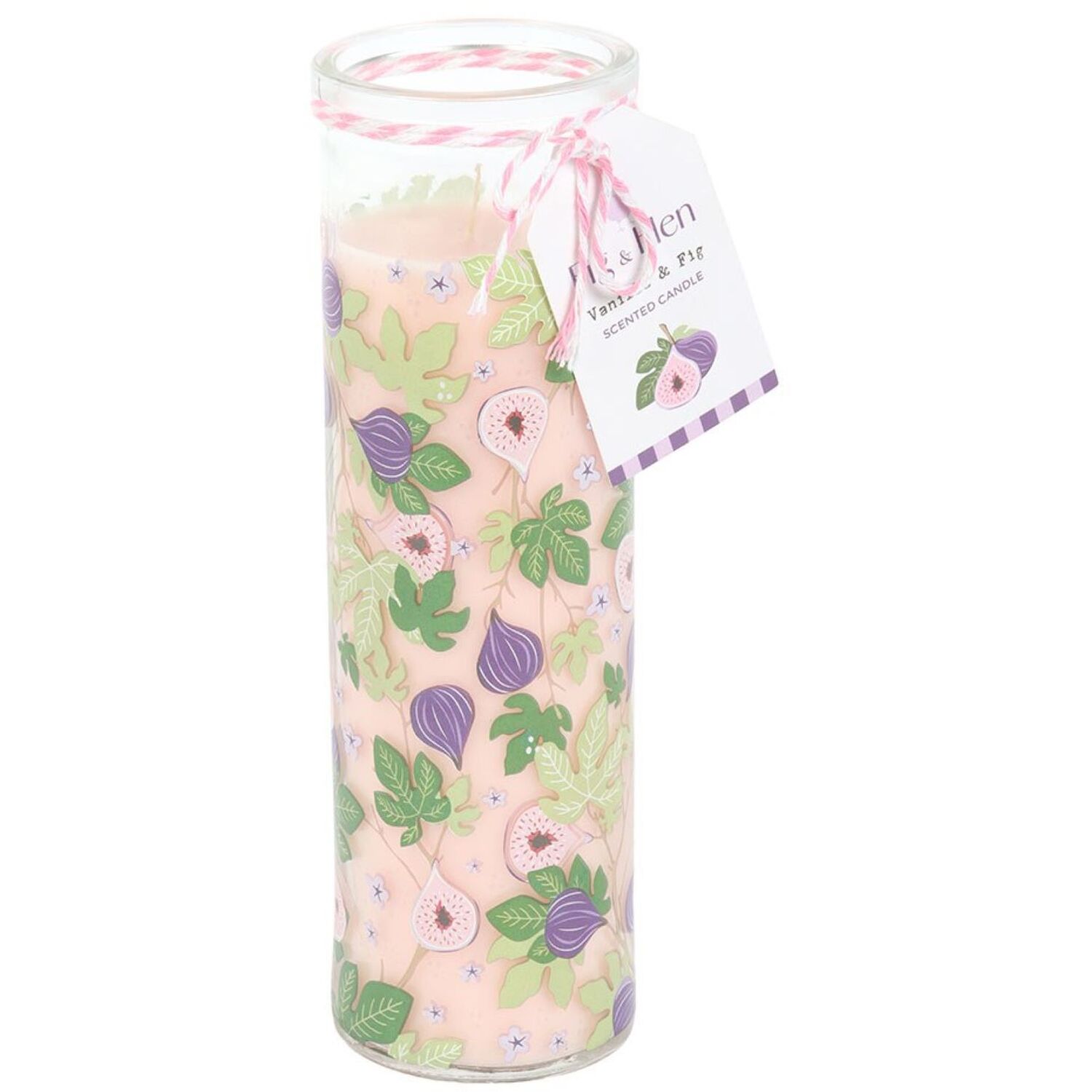 Kingsbury Gifts Fig Tree Print Vanilla And Fig Tube Candle - Pink