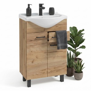 Modern Bathroom Vanity Unit with Sink and Tap Set