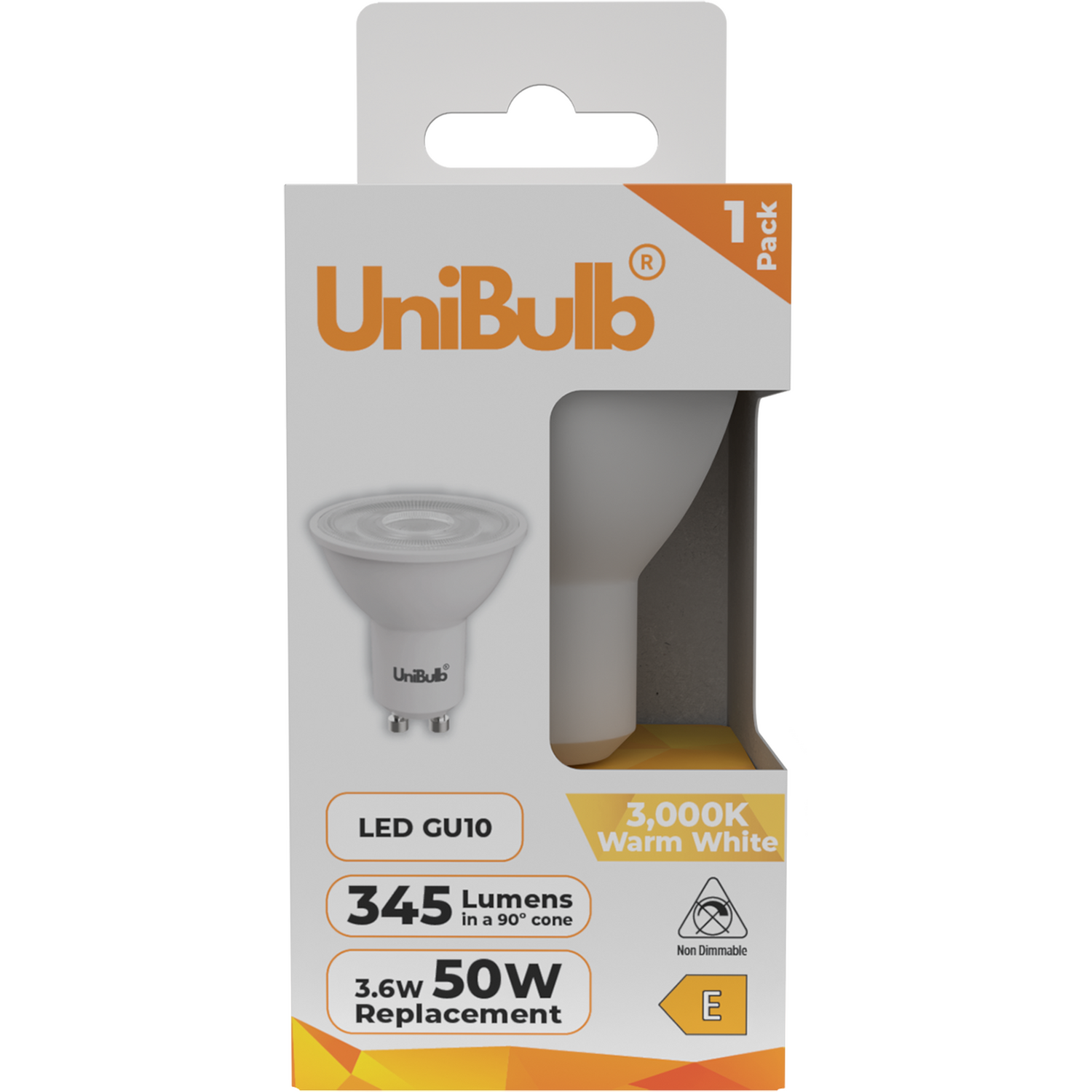 Unibulb Led Gu10 345lm 3000k Light Bulb - Warm White 1