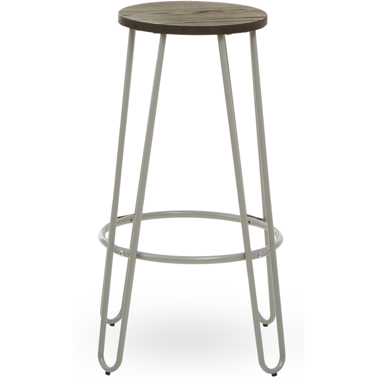 District Grey Finish Metal Frame Bar Stool - Natural