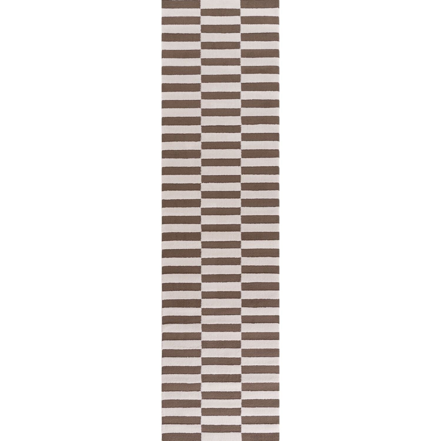 The Rugs Unisex Kids Taupe Loft Striped Living Room Area Rug & Runners Soft Pile In | Size: 80Cm X 300Cm - Image 3