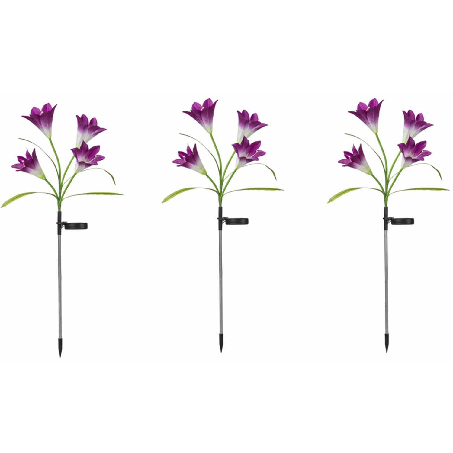 Set of 3 Lily Solar Lanterns - Purple