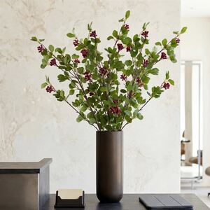 Pack of 6 x Artificial Berry Stem Faux Green Foliage Spray 90cm