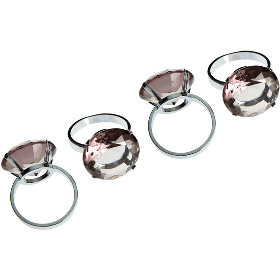 Set Of Four Smoke Grey Diamante Napkin Rings