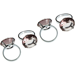 Set Of Four Smoke Grey Diamante Napkin Rings