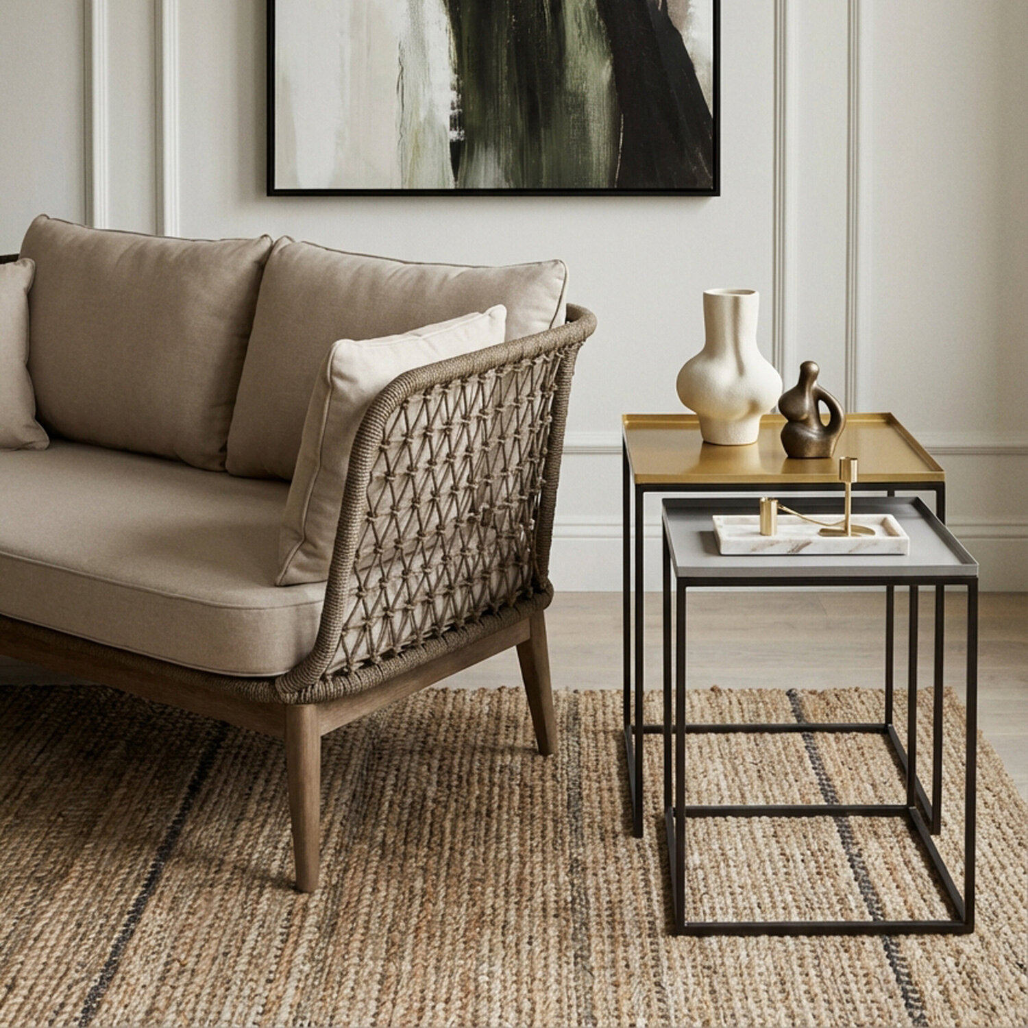 Rabia Gold And Silver Nest Of 2 Tables - Gold