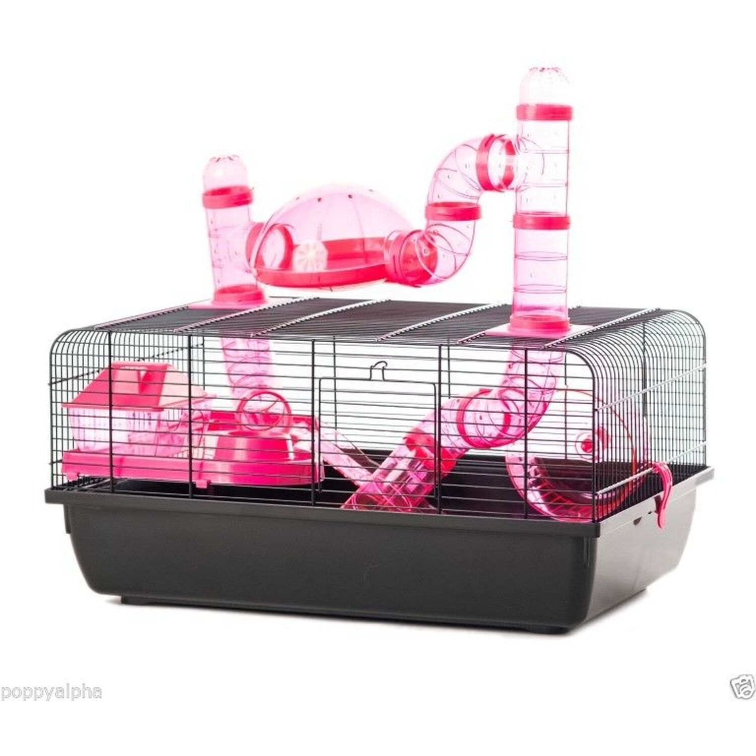 Small Animal Cage Pink Plastic With Tubes Brand New Single Tier - The Landmark - Pink