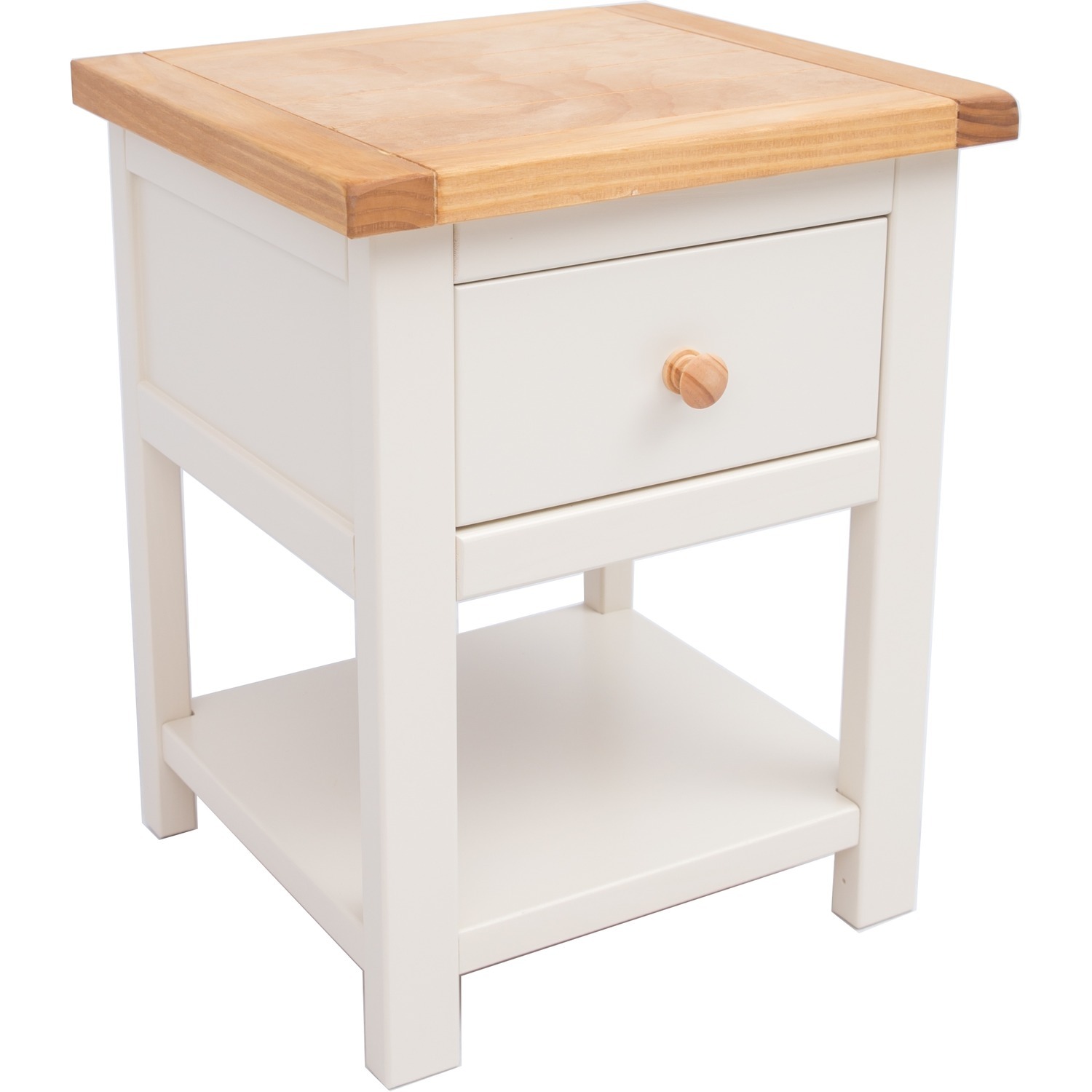 Cabinet Bits Maggiori 1 Drawer Bedside Table With Shelf - White / Wood Knob