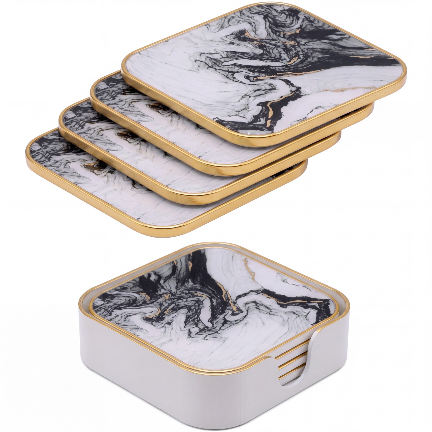 Image of Set of 4 Square White Drinks&hellip;