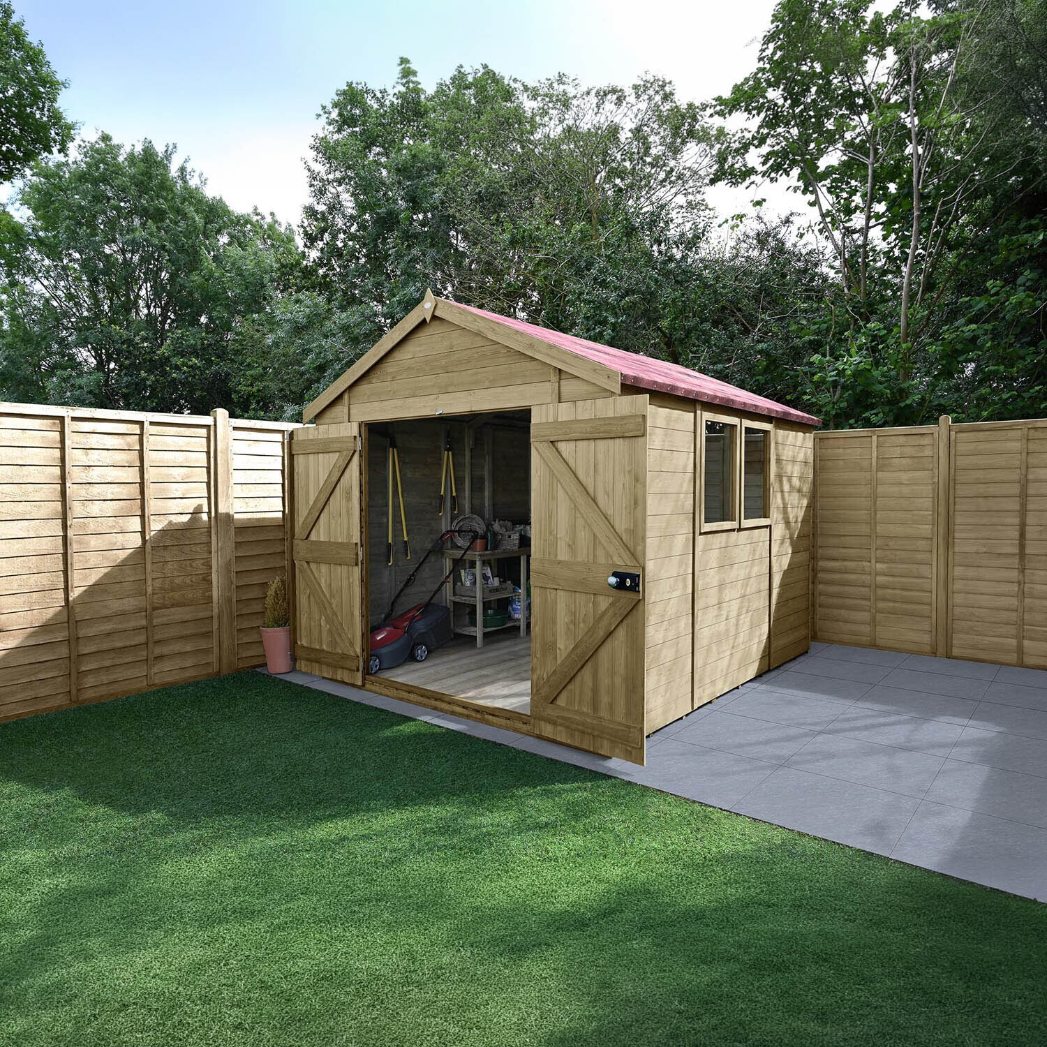 Timberdale Pressure Treated Apex Shed - Timber / 306.2cm / 331kg / 10x8 / Without Base / 2
