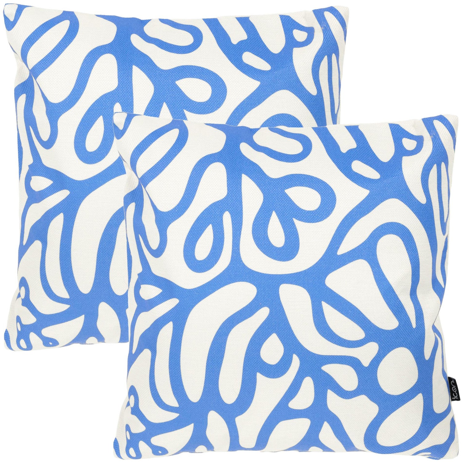 2 Pack Cushion 43x43 Kyoto Fabric - Squiggle Leaf Blue