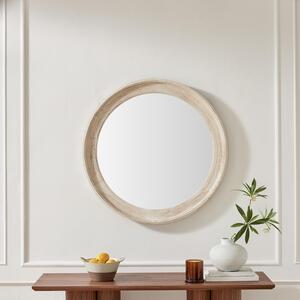 Rebecca Oak Wood Medium 80x80cm Round Wall Mirror