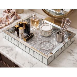 Rectangular Full Mirrored Border Tray 37.5 X 27.5 X 5 CM