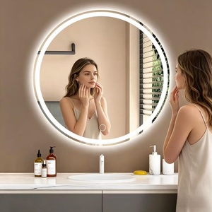 Round LED Bathroom Mirror 60cm Anti-Fog Touch Dimmable Light Wall Mounted Modern