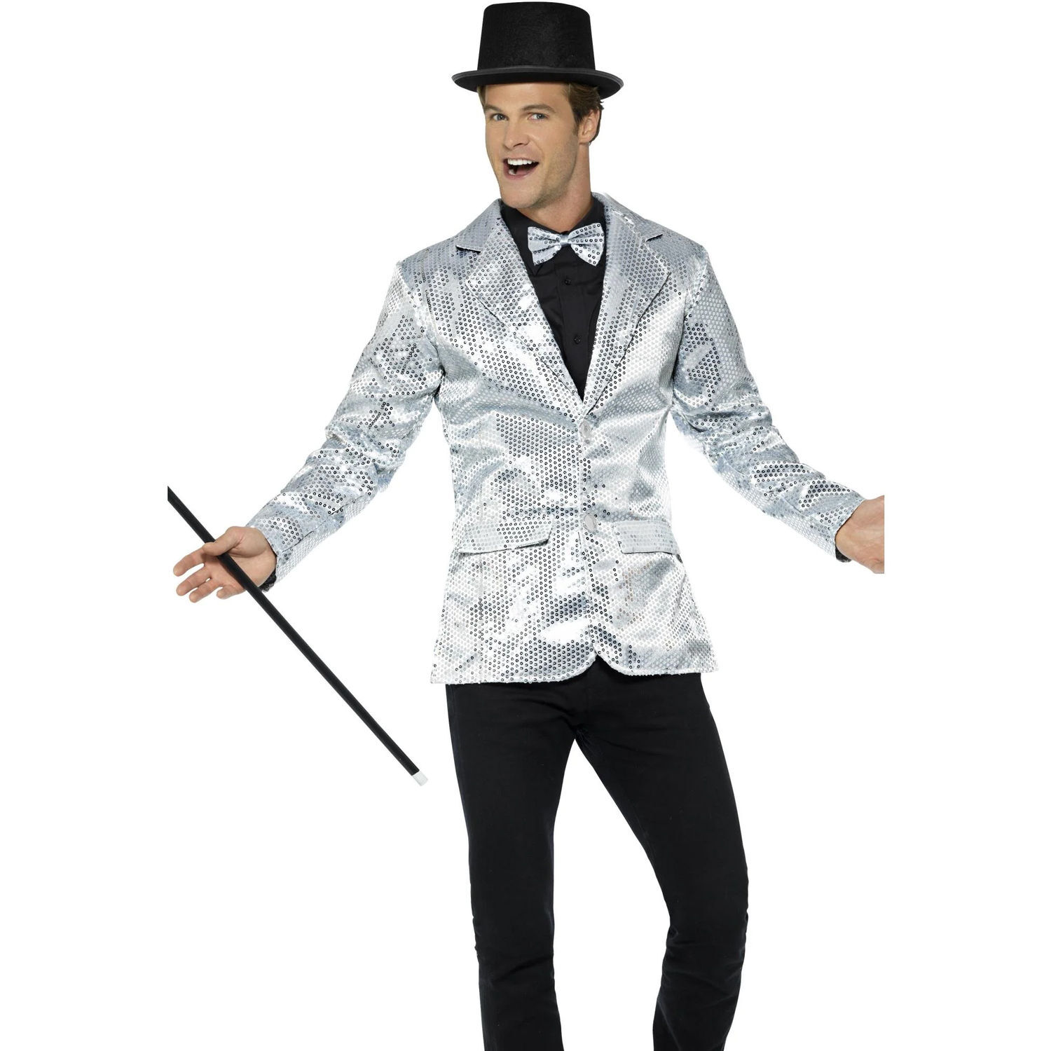 Smiffy's (Xl, Silver) Mens Sequins Costume Jacket - Image 2