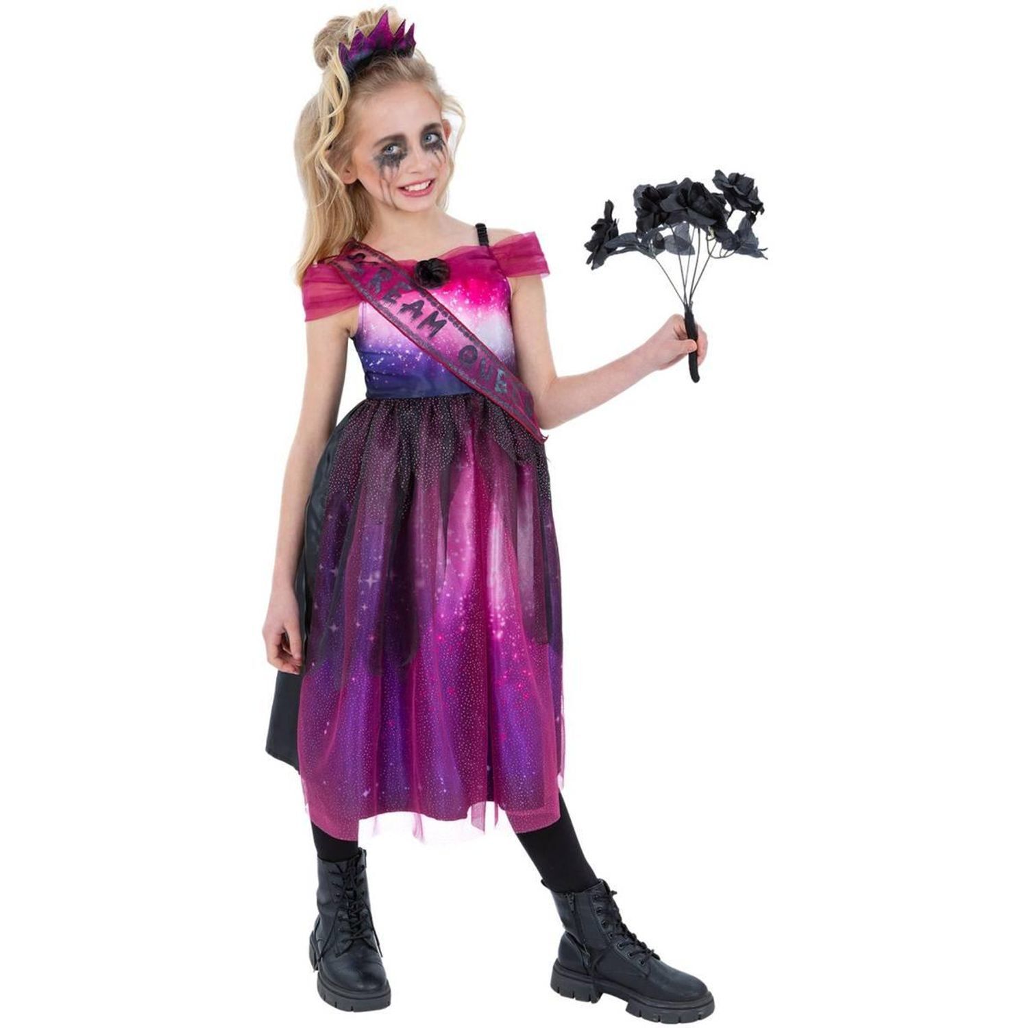 Smiffys Girls Scream Queen Costume - Pink/Purple/White / 10-12 Years