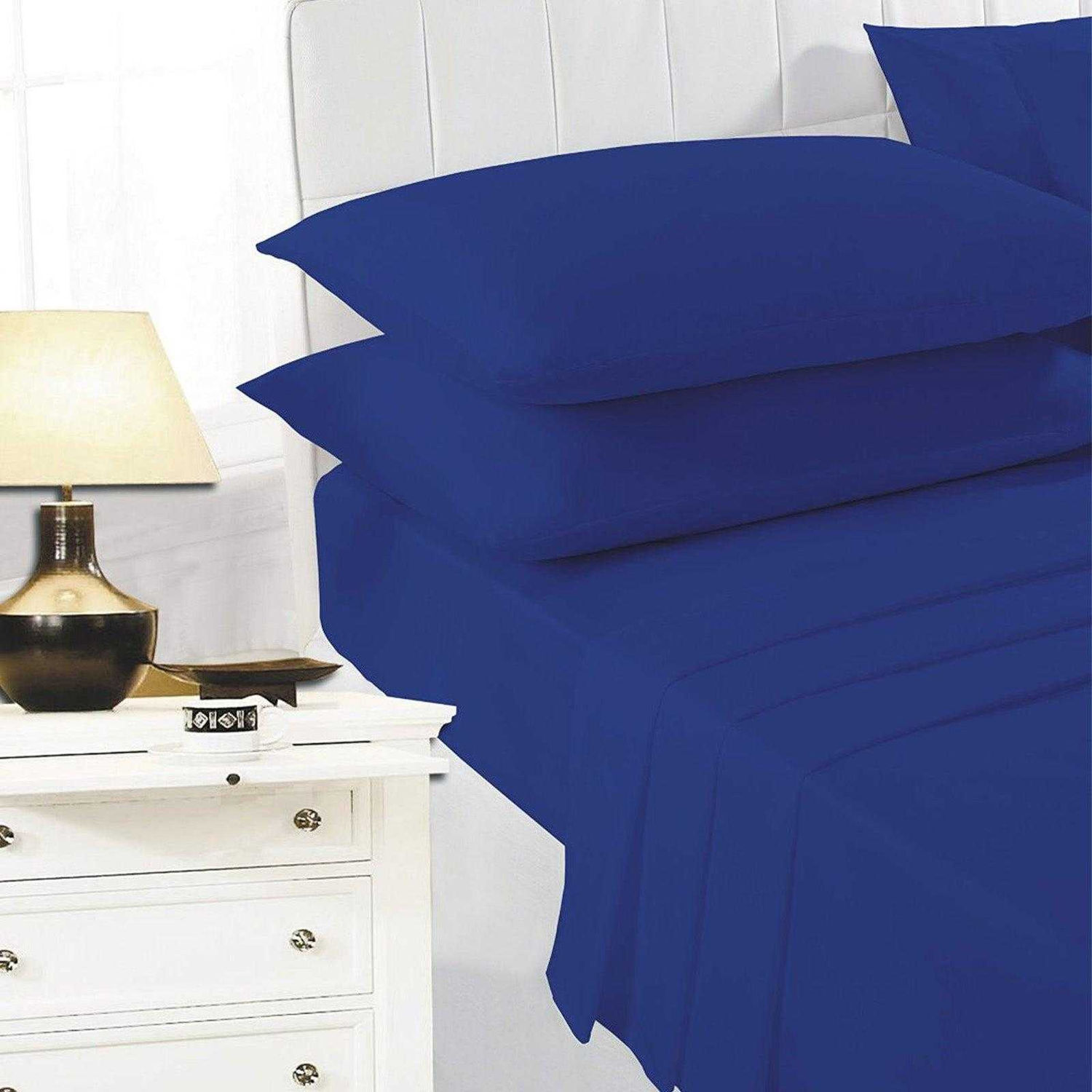 K Collection Percale Percale Fitted Sheet - Navy / Single / Double