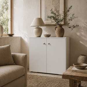 Cosofi White Freestanding Storage Cabinet - 2 Doors, 2 Shelves