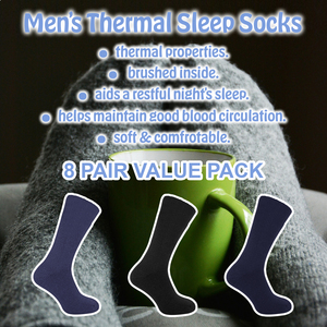 8 Pack Mens Soft Thermal Sleep Bed Socks
