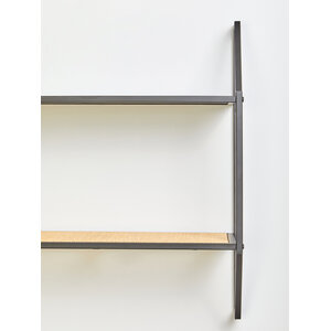 Depok Two Tier Rattan And Metal Wall Shelf