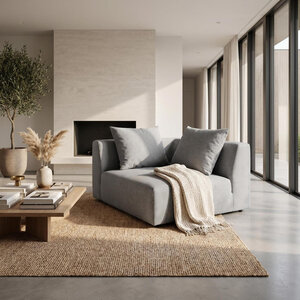 Tokyo Right Corner Seat in Charcoal Grey Brushed Tweed with Deep Seat