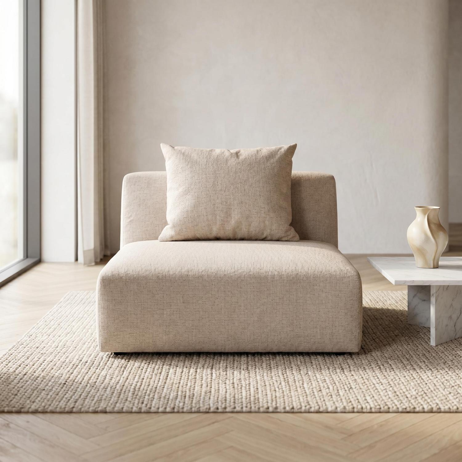 Abakus Direct Tokyo Single Seat In Soft Cream Brushed Tweed Fabric With Deep Seat - Soft Cream