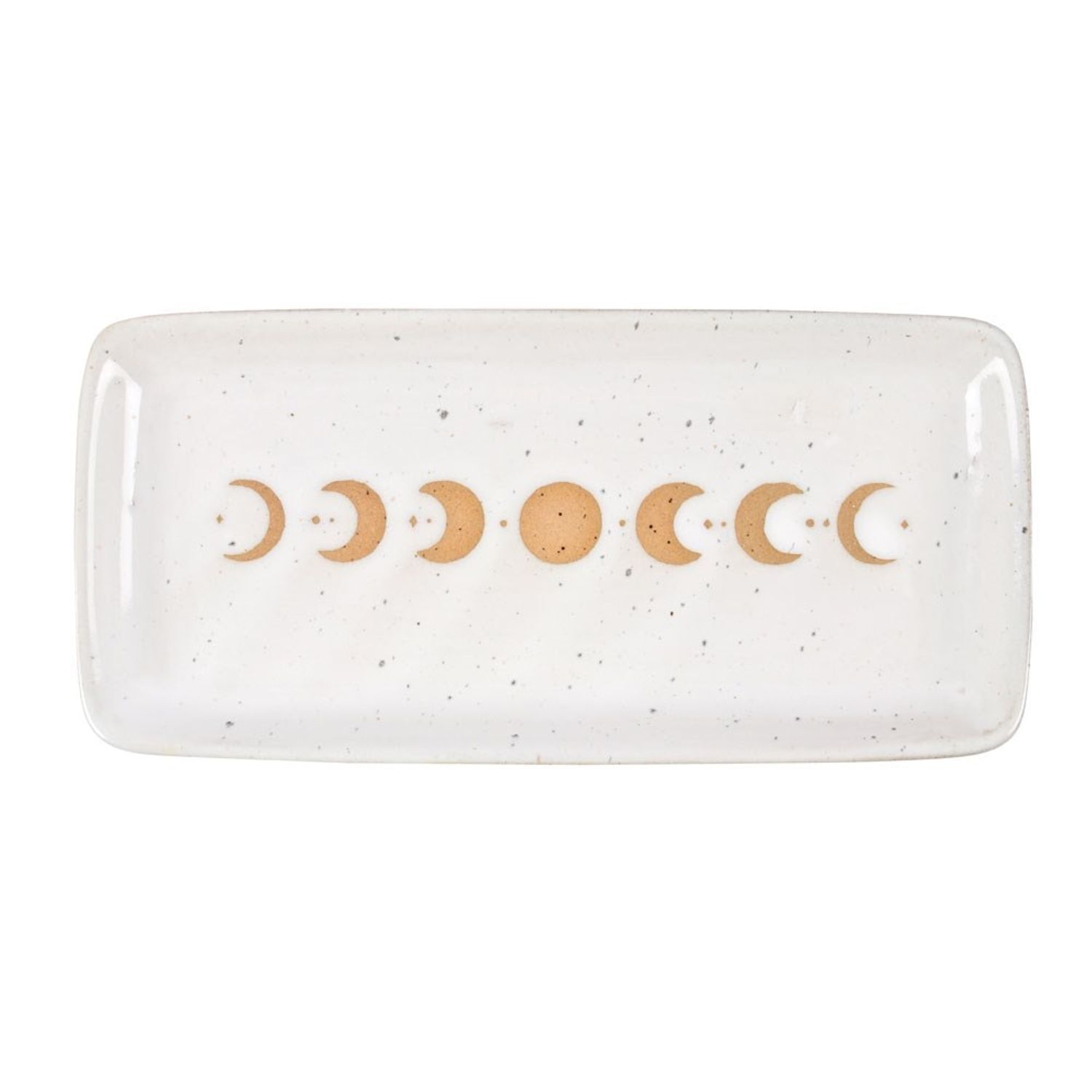 Something Different Moon Phases Ceramic Trinket Dish - White/Brown