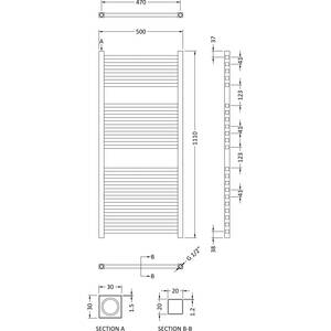 Sugnall Electric Vertical Square Towel Rail with 22 Rails - Anthracite