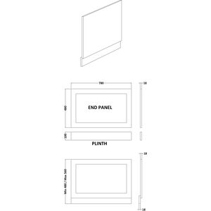 800mm Shaker Style End Bath Panel White