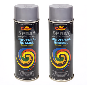 2 x 400 mL Silver Grey (RAL 7001) Universal Gloss Enamel Spray Paint, Fast Drying