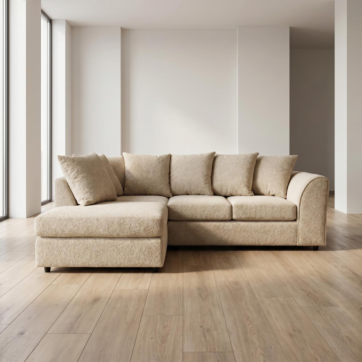 Abakus Direct Harriet Boucle Fabric Left Facing Corner Sofa In Sand - Sand